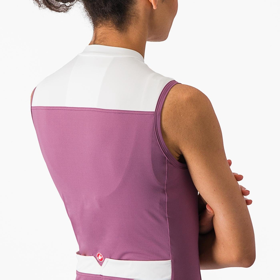 Deep Purple / White Castelli SOLARIS SLEEVELESS Women Jersey | KNT436758