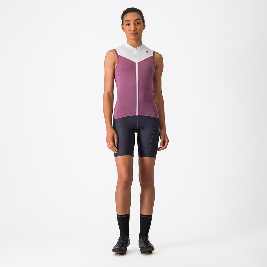 Deep Purple / White Castelli SOLARIS SLEEVELESS Women Jersey | KNT436758