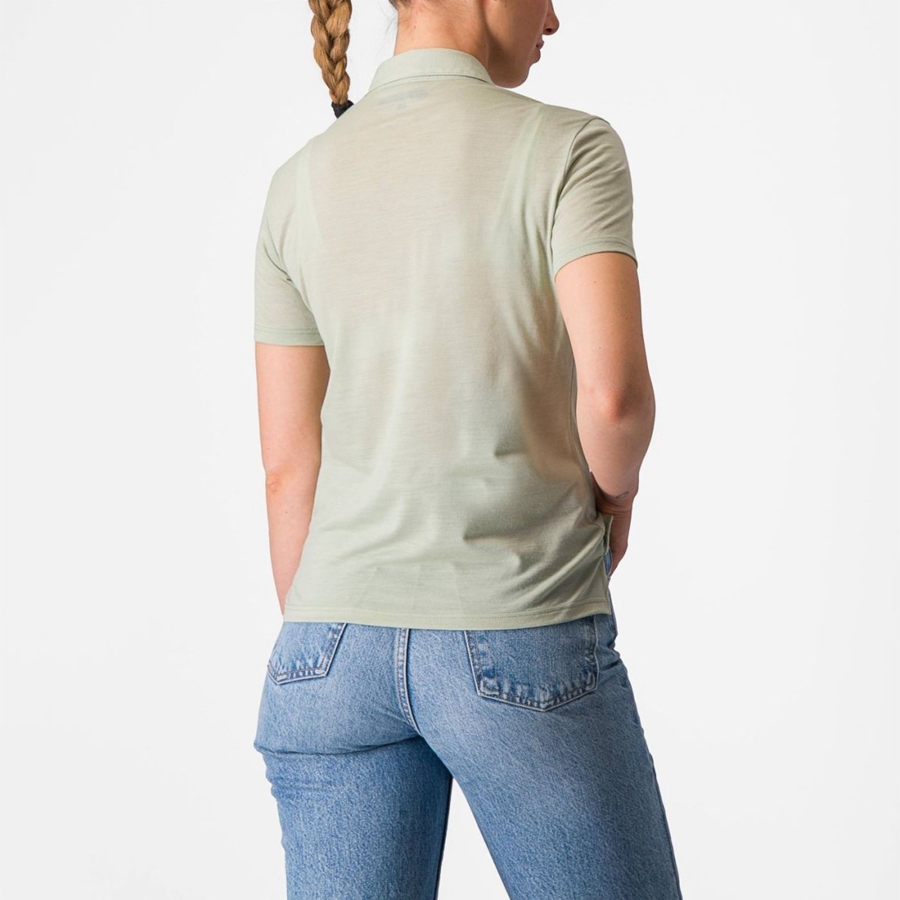 Green Castelli MERINO W POLO Women Casual | RPU519280