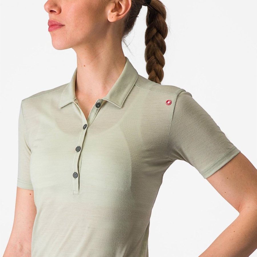 Green Castelli MERINO W POLO Women Casual | RPU519280