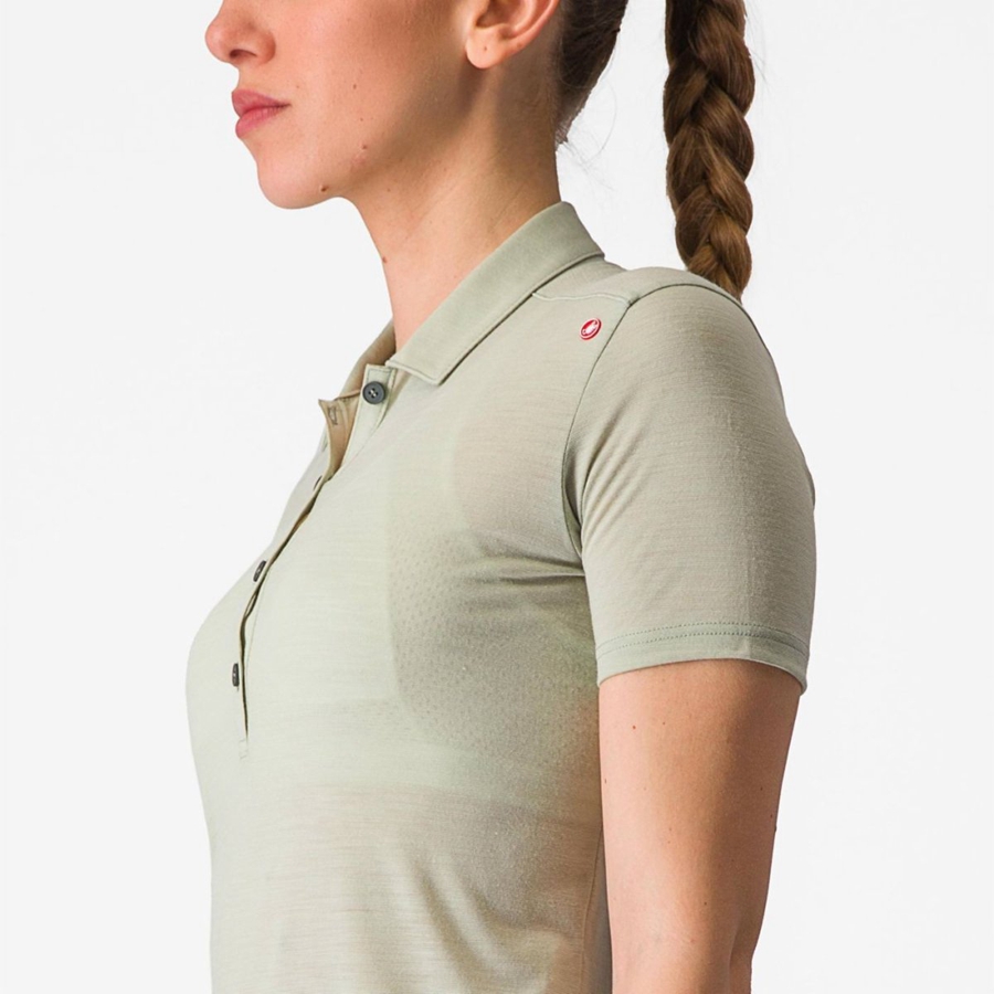 Green Castelli MERINO W POLO Women Casual | RPU519280