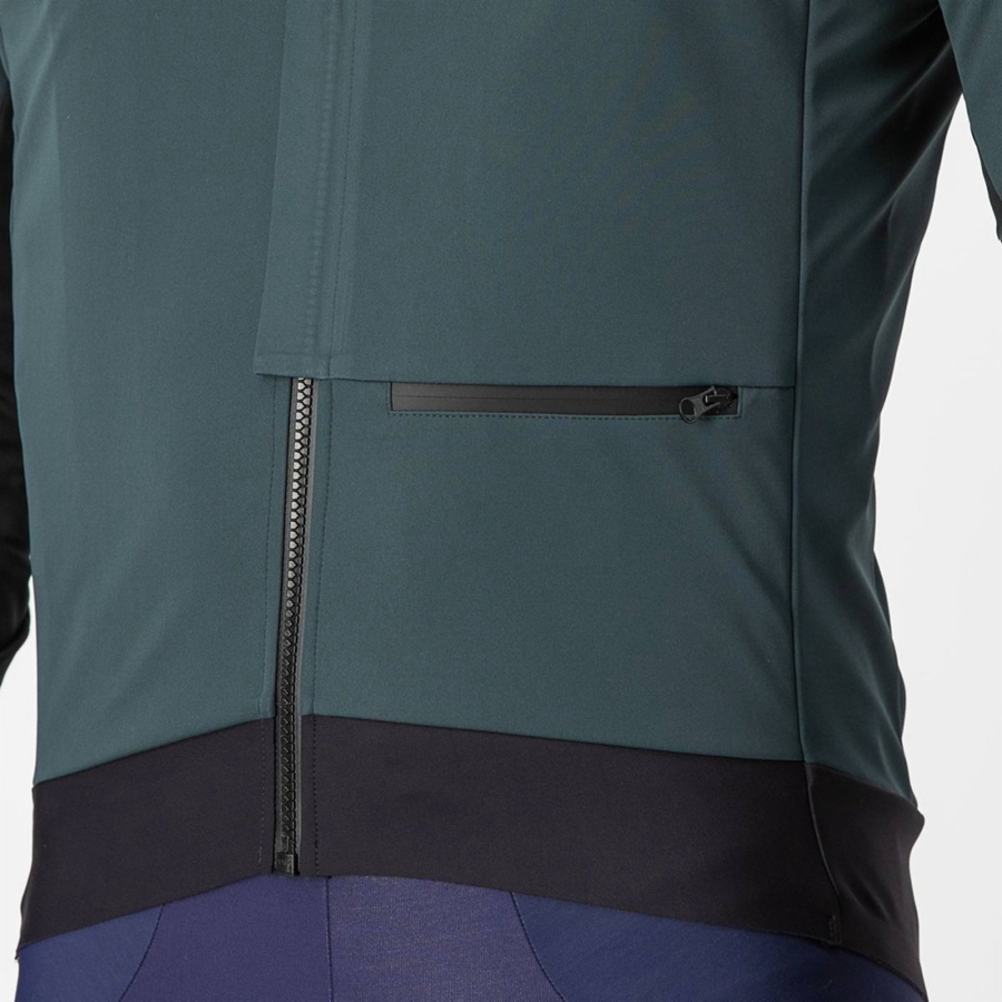 Green / Black Castelli ALPHA DOPPIO ROS Men Jackets | RIH143259