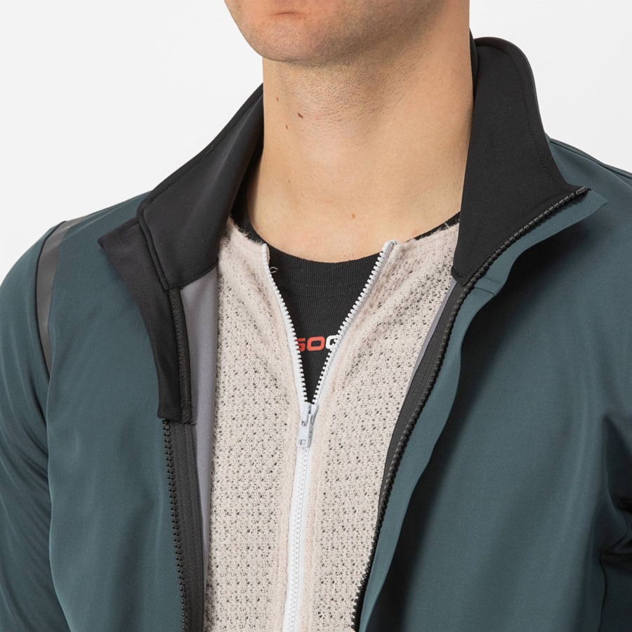 Green / Black Castelli ALPHA DOPPIO ROS Men Jackets | RIH143259