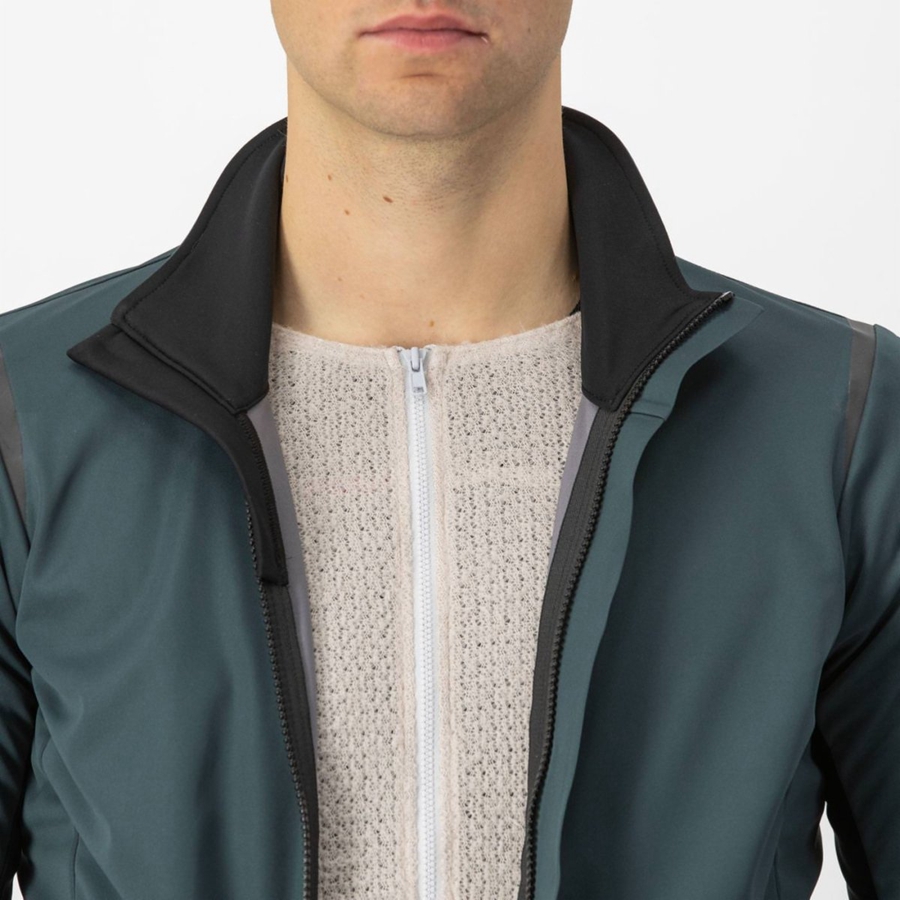 Green / Black Castelli ALPHA DOPPIO ROS Men Jackets | RIH143259