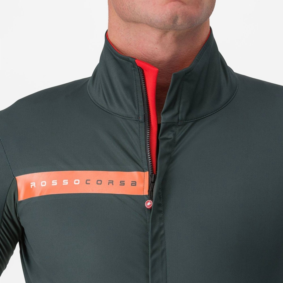 Green / Red Orange Castelli BETA RoS Men Jackets | CTH328401