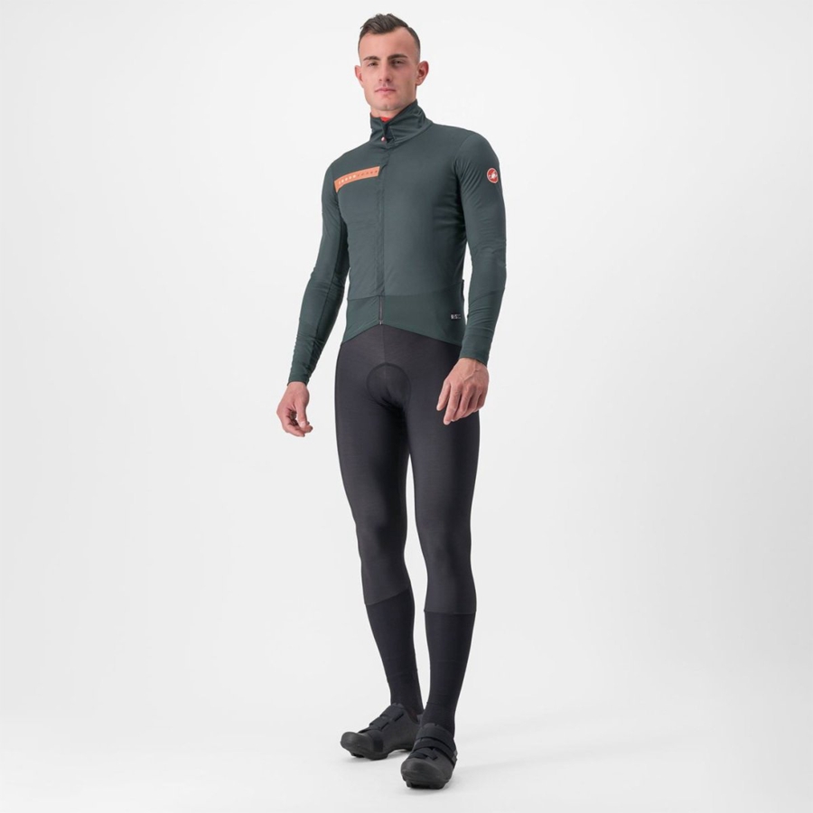 Green / Red Orange Castelli BETA RoS Men Jackets | CTH328401