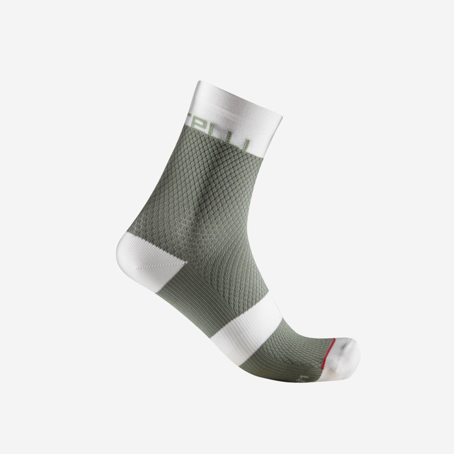 Green / White Castelli VELOCISSIMA 12 Women Socks | WIX892617