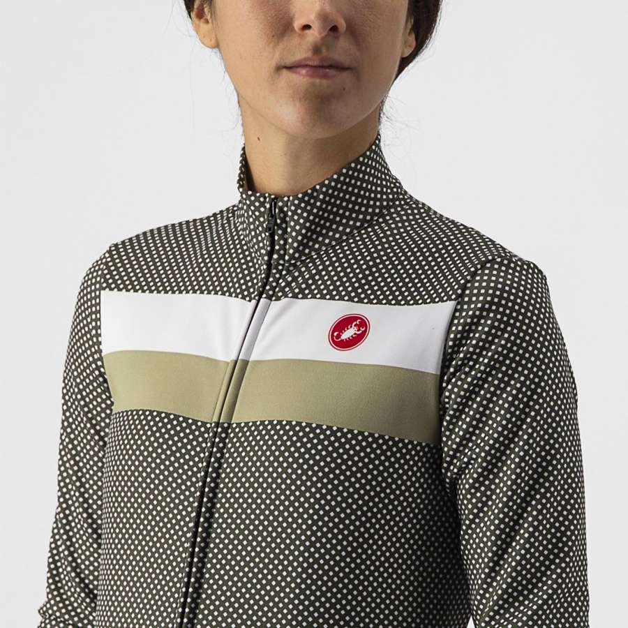 Green / White / Green Castelli VOLARE LS Women Jersey | HYU735481