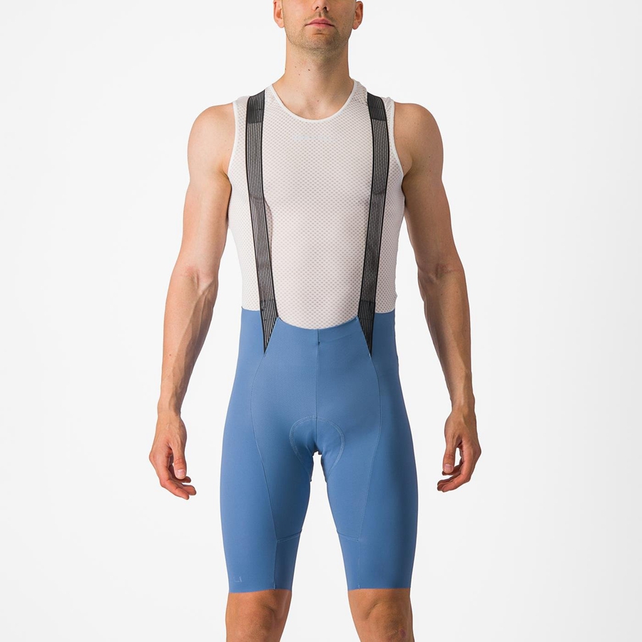 Grey Blue Castelli FREE AERO RC Men Bib Shorts | XTS736415