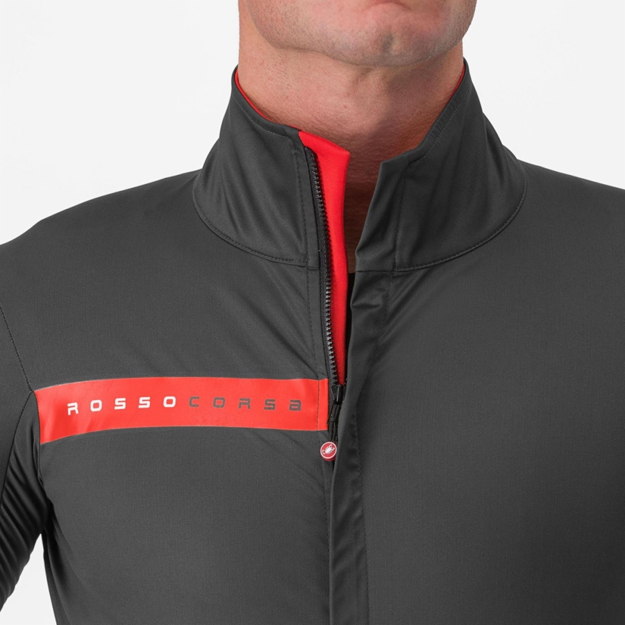 Grey / Dark Grey / Red Castelli BETA RoS Men Jackets | UFE497320