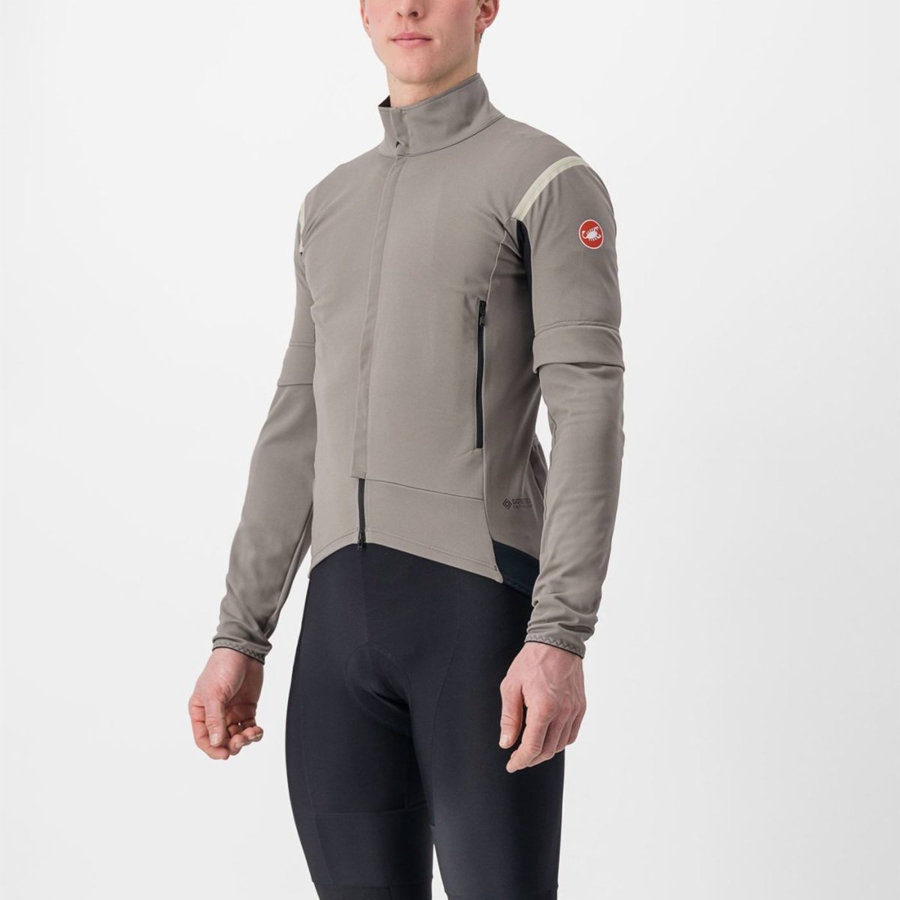 Grey / Khaki Grey Castelli PERFETTO RoS 2 CONVERTIBLE Men Jackets | QLC962041