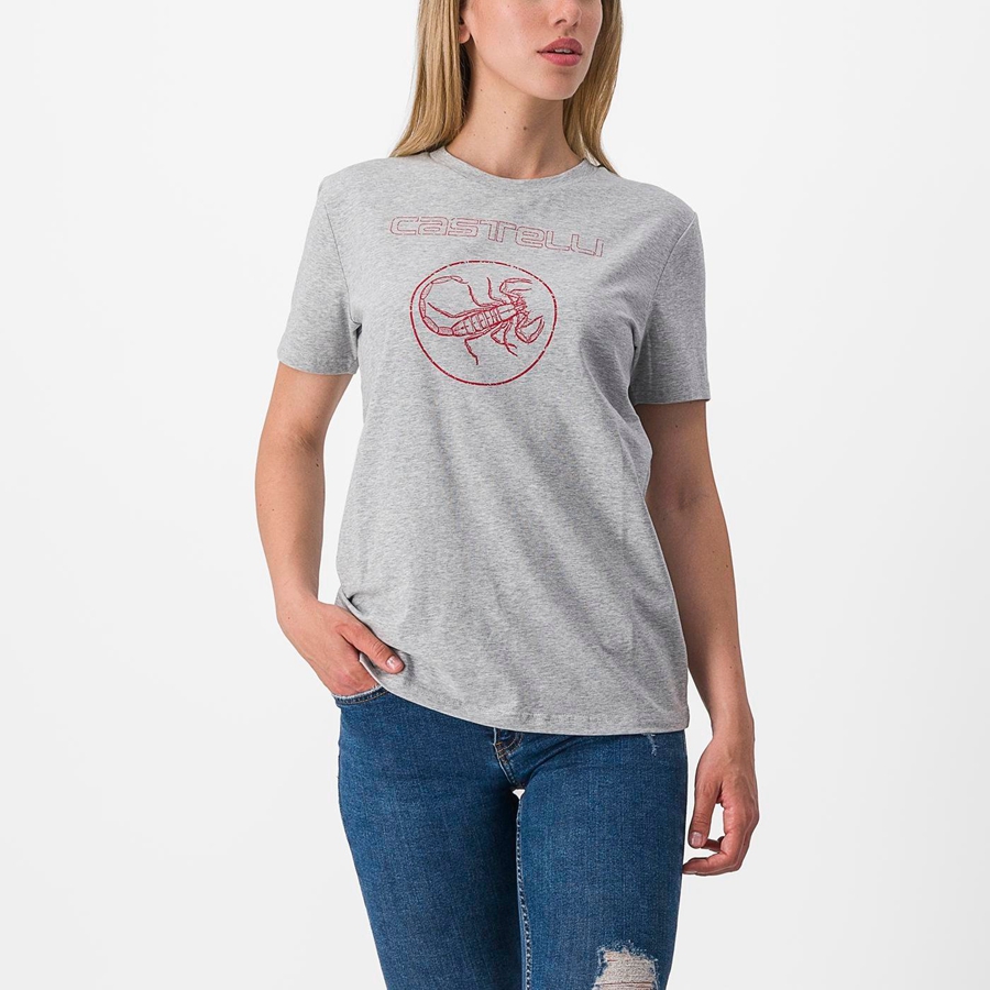 Khaki Grey Castelli PEDALARE TEE Women Casual | AXZ203165