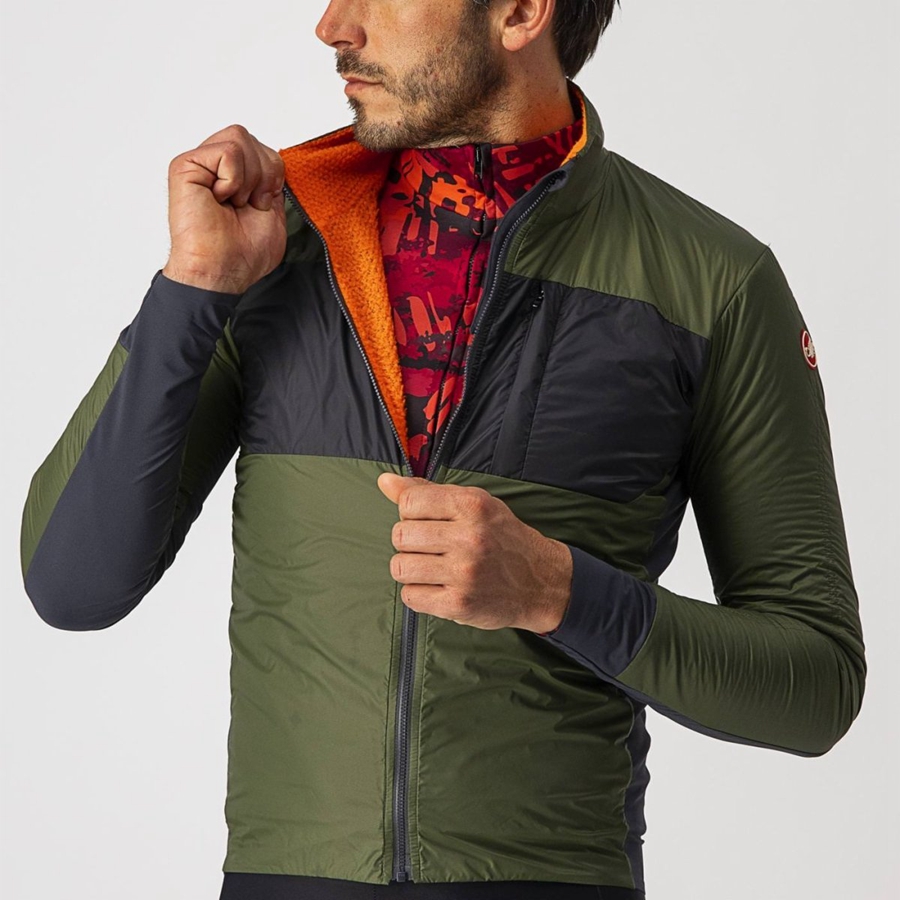 Light Green / Dark Grey Castelli UNLIMITED PUFFY Men Jackets | OZW261438