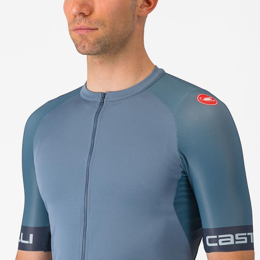 Light Grey Blue / Dark Grey Castelli ENTRATA VI Men Jersey | QFN641259