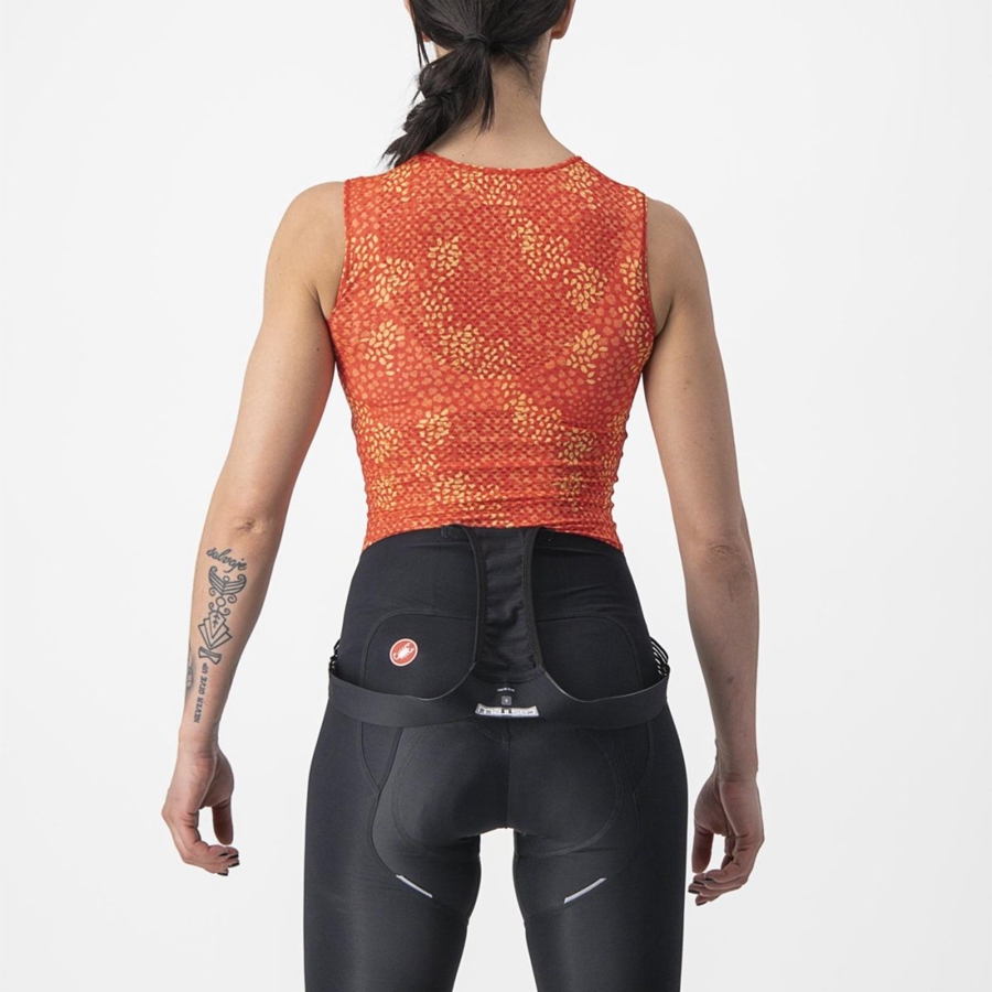 Orange Castelli PRO MESH 4 W SLEEVELESS Women Base Layer | RNS726391