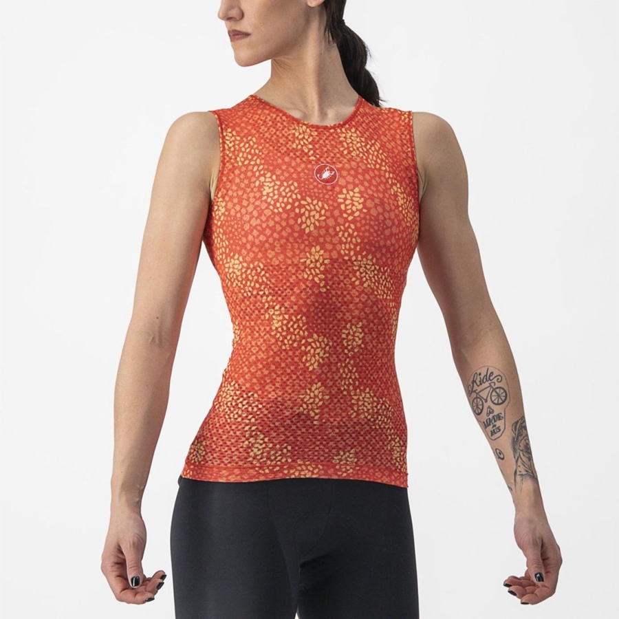 Orange Castelli PRO MESH 4 W SLEEVELESS Women Base Layer | RNS726391