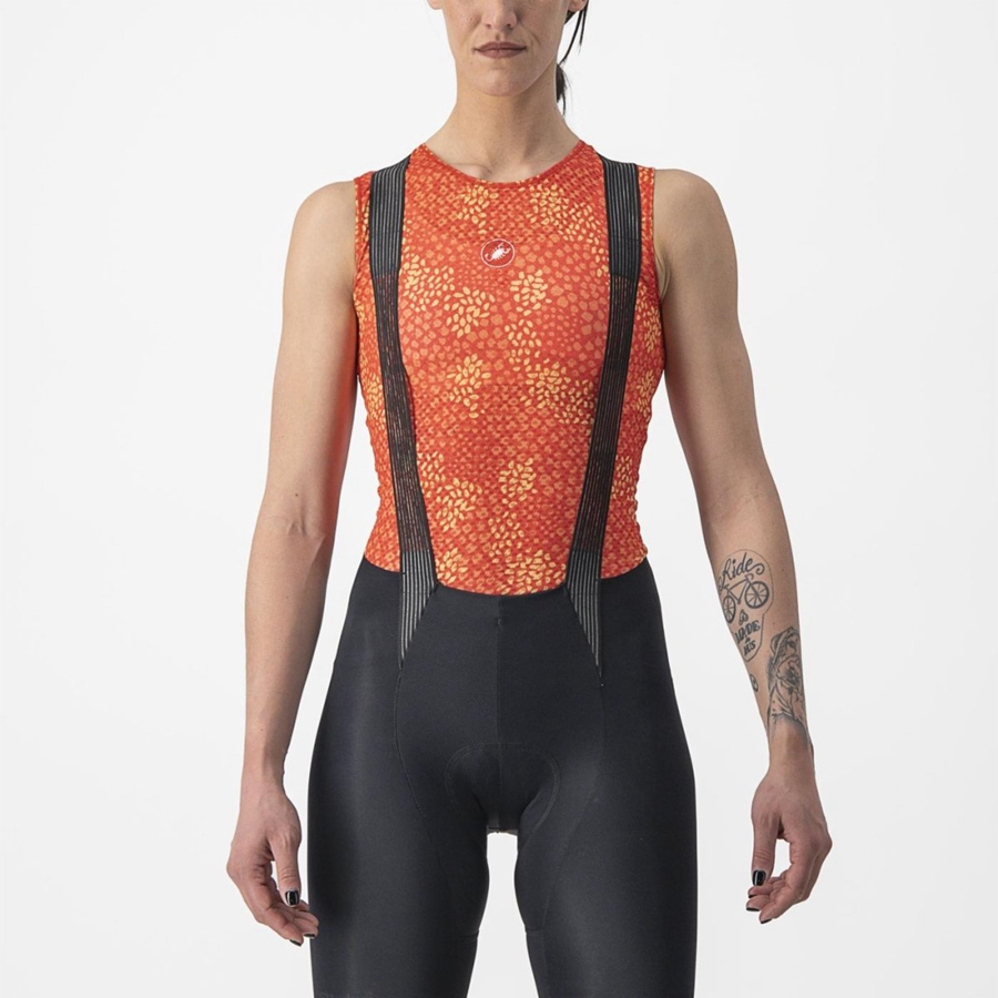 Orange Castelli PRO MESH 4 W SLEEVELESS Women Base Layer | RNS726391