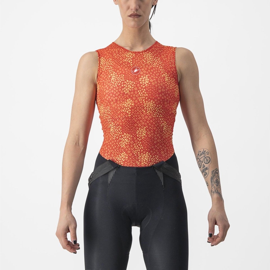 Orange Castelli PRO MESH 4 W SLEEVELESS Women Base Layer | RNS726391