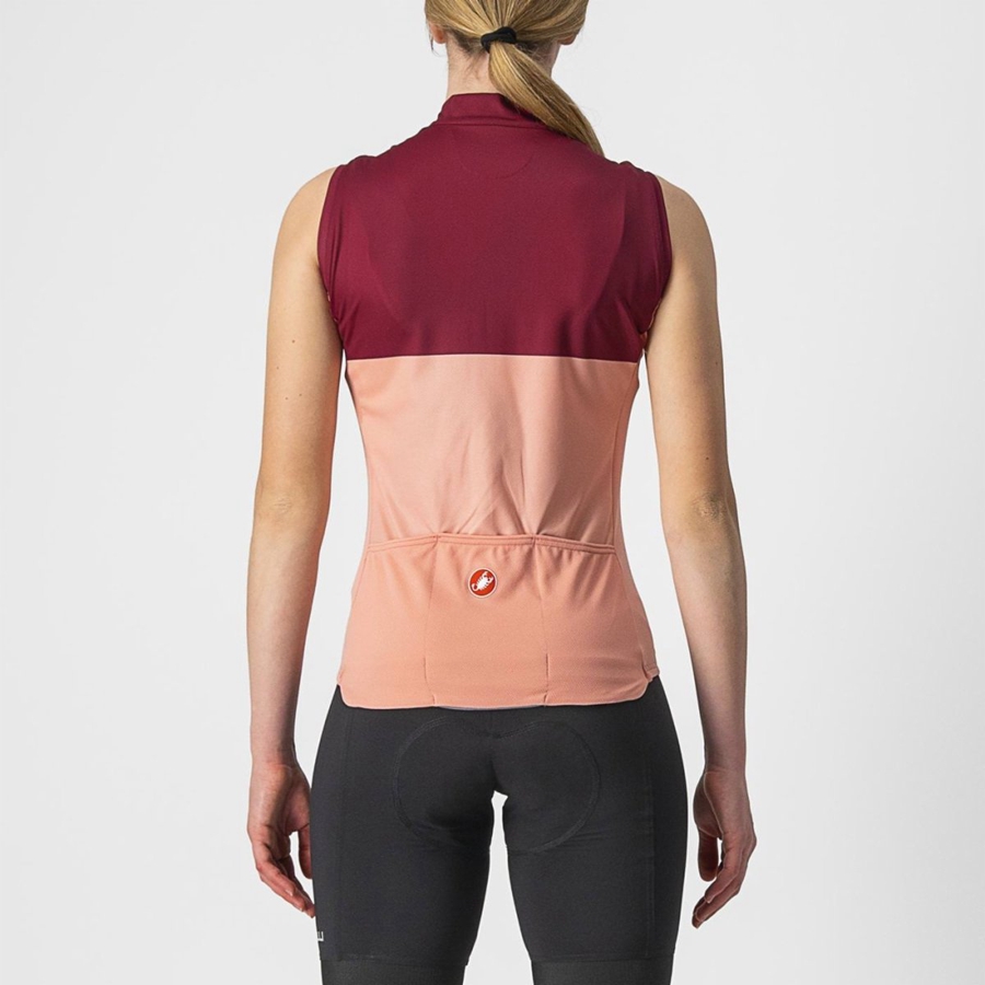 Pink / Burgundy Castelli VELOCISSIMA SLEEVELESS Women Jersey | EBI932081