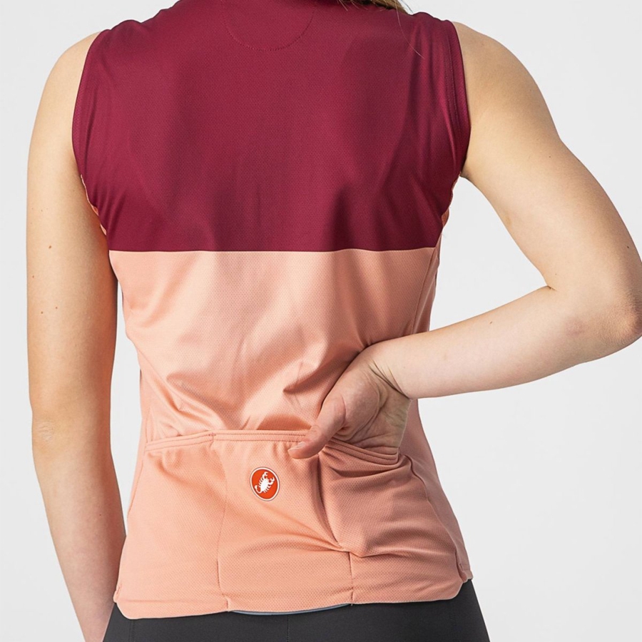 Pink / Burgundy Castelli VELOCISSIMA SLEEVELESS Women Jersey | EBI932081