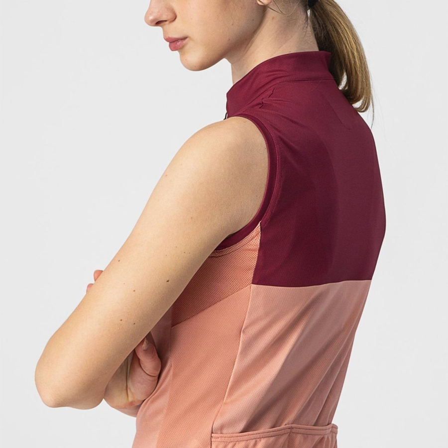 Pink / Burgundy Castelli VELOCISSIMA SLEEVELESS Women Jersey | EBI932081