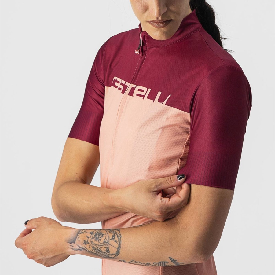 Pink / Burgundy Castelli VELOCISSIMA Women Jersey | VCA854360