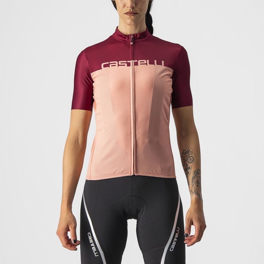 Pink / Burgundy Castelli VELOCISSIMA Women Jersey | VCA854360