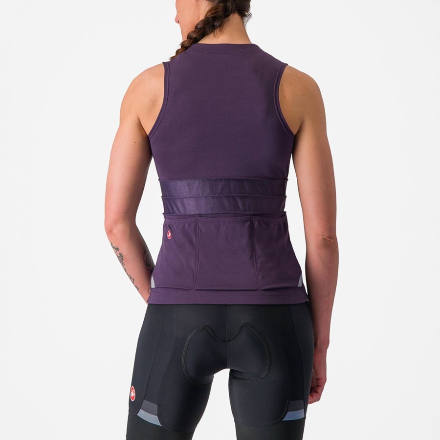 Purple White Castelli ANIMA 4 SLEEVELESS Women Jersey | YUM382197