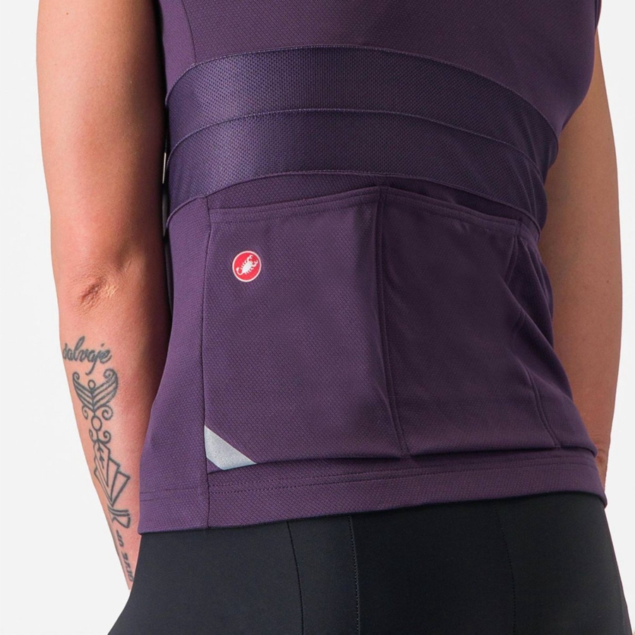 Purple White Castelli ANIMA 4 SLEEVELESS Women Jersey | YUM382197