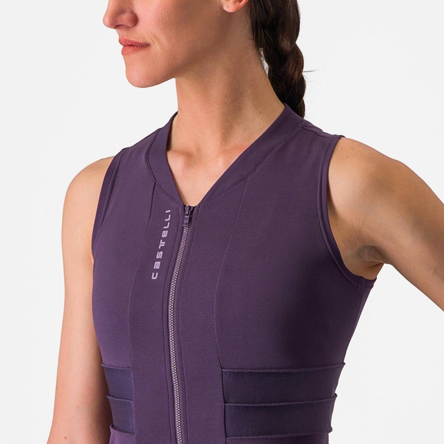 Purple White Castelli ANIMA 4 SLEEVELESS Women Jersey | YUM382197