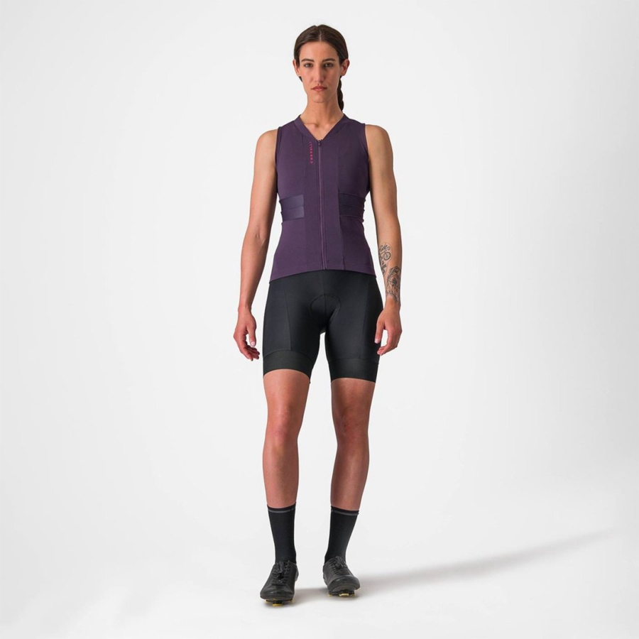 Purple White Castelli ANIMA 4 SLEEVELESS Women Jersey | YUM382197