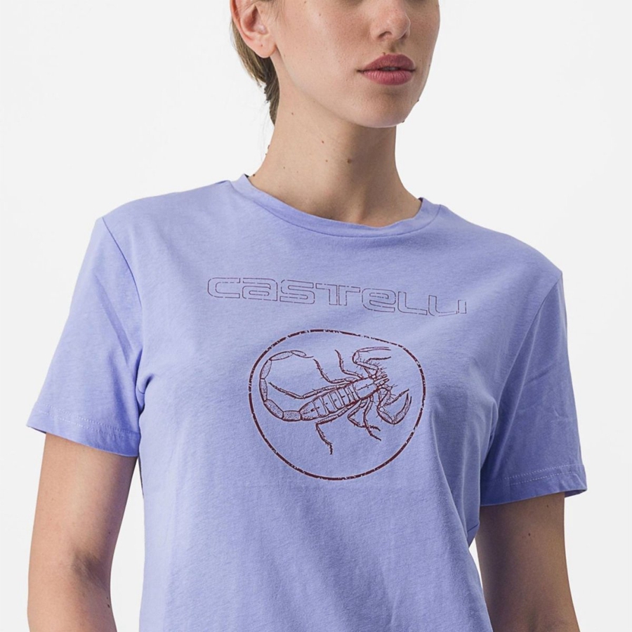 Purple White Castelli PEDALARE TEE Women Casual | ROA405826