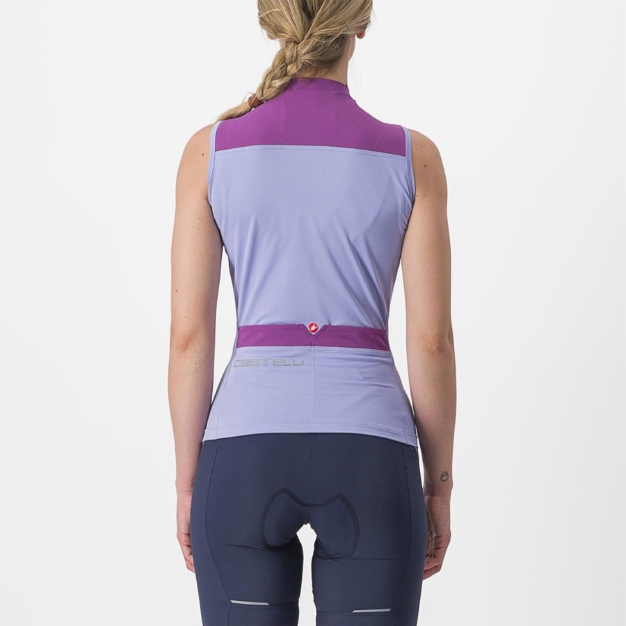 Purple White Castelli SOLARIS SLEEVELESS Women Jersey | UAX740815