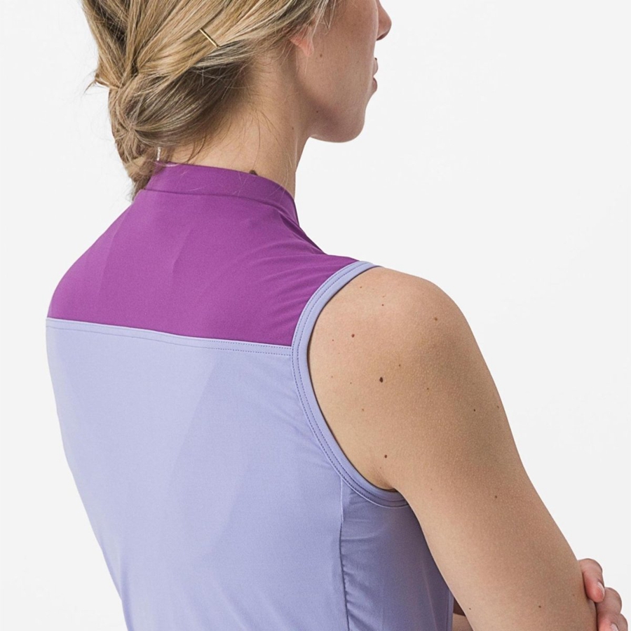 Purple White Castelli SOLARIS SLEEVELESS Women Jersey | UAX740815