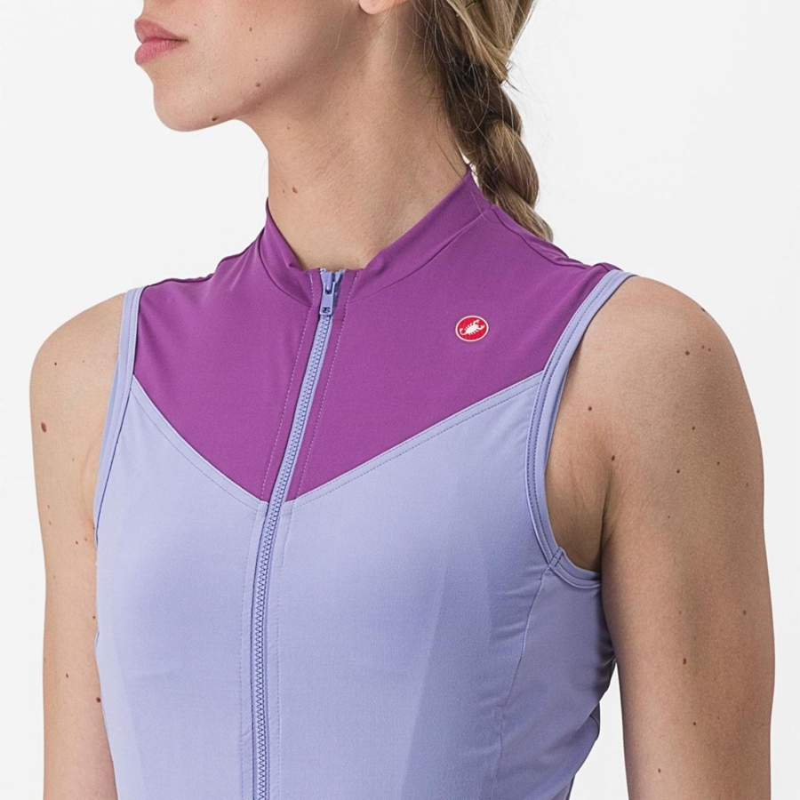 Purple White Castelli SOLARIS SLEEVELESS Women Jersey | UAX740815