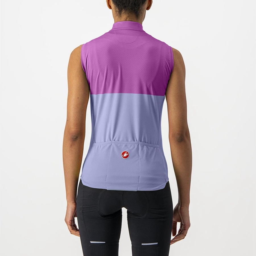 Purple White Castelli VELOCISSIMA SLEEVELESS Women Jersey | VQB352164