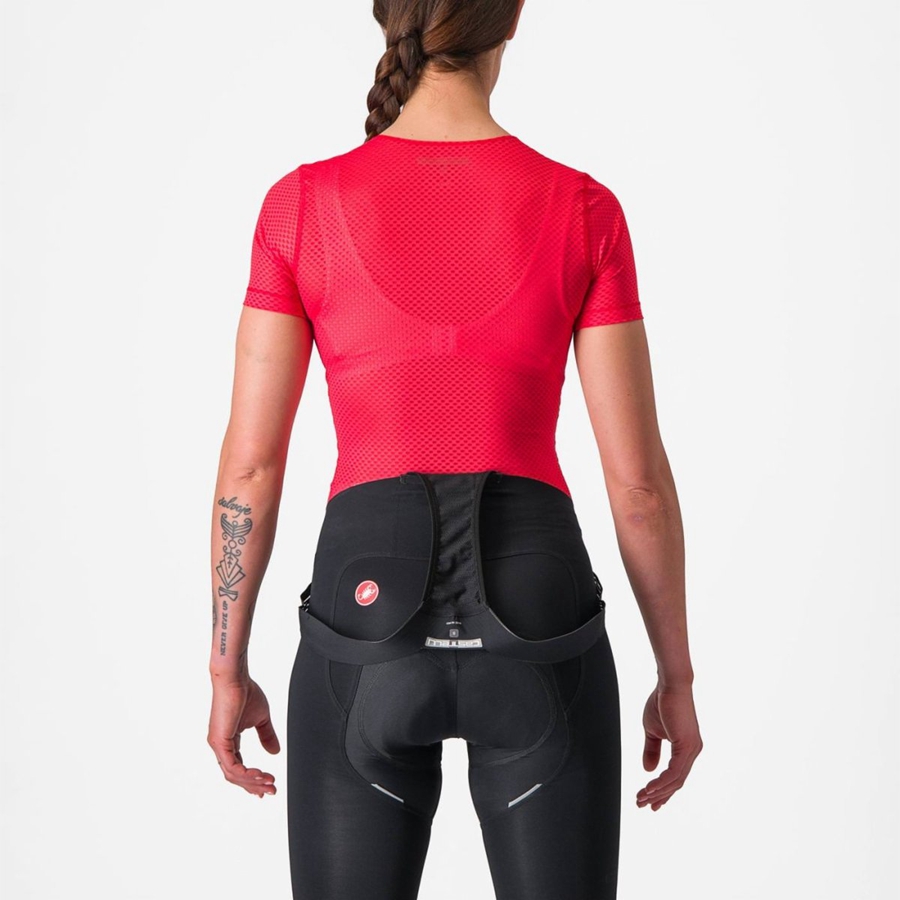 Red Castelli PRO MESH W SHORT SLEEVE Women Base Layer | KTY316254