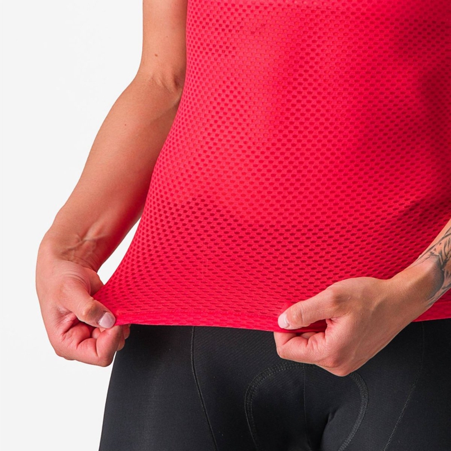 Red Castelli PRO MESH W SHORT SLEEVE Women Base Layer | KTY316254