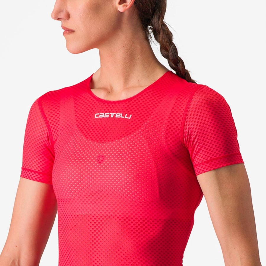 Red Castelli PRO MESH W SHORT SLEEVE Women Base Layer | KTY316254