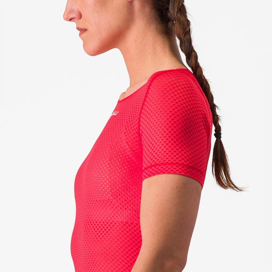 Red Castelli PRO MESH W SHORT SLEEVE Women Base Layer | KTY316254