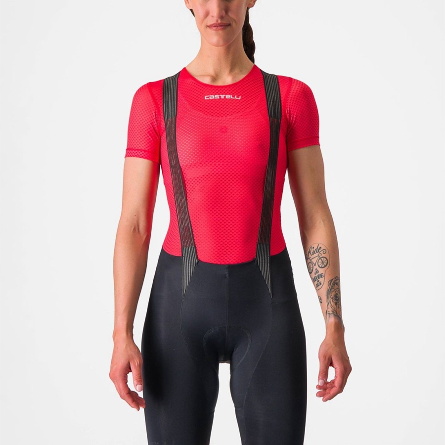 Red Castelli PRO MESH W SHORT SLEEVE Women Base Layer | KTY316254