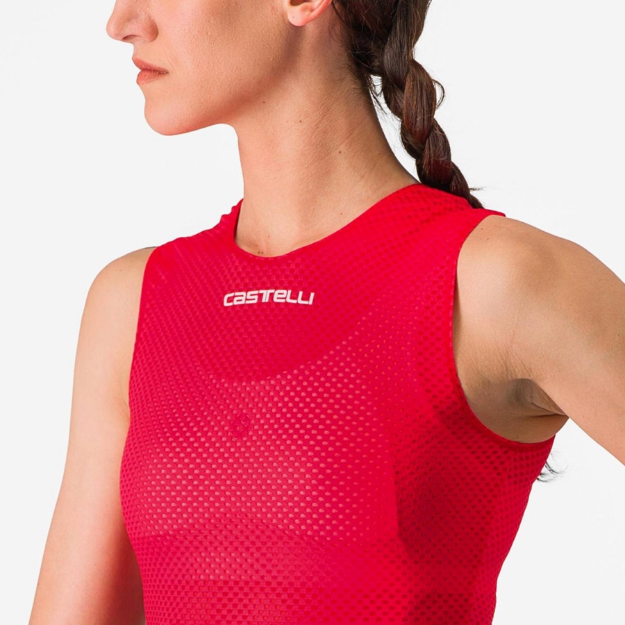 Red Castelli PRO MESH W SLEEVELESS Women Base Layer | AHQ980314