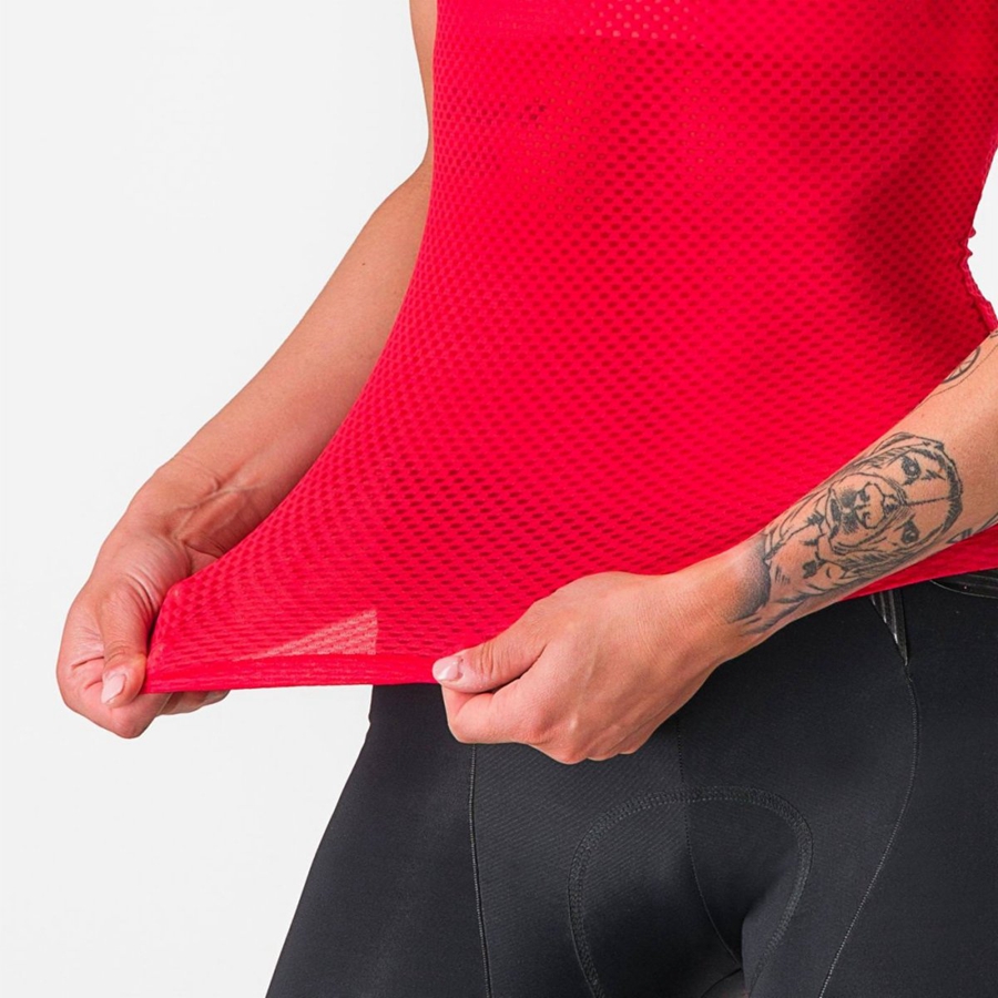 Red Castelli PRO MESH W SLEEVELESS Women Base Layer | AHQ980314