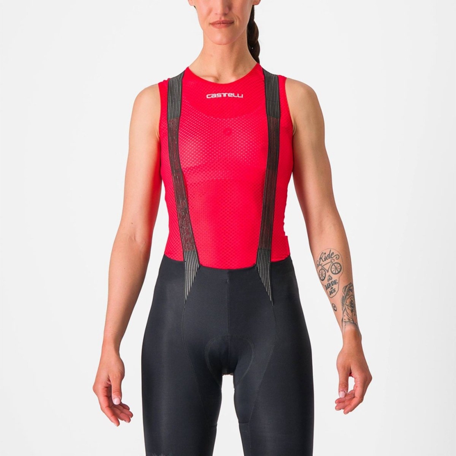 Red Castelli PRO MESH W SLEEVELESS Women Base Layer | AHQ980314