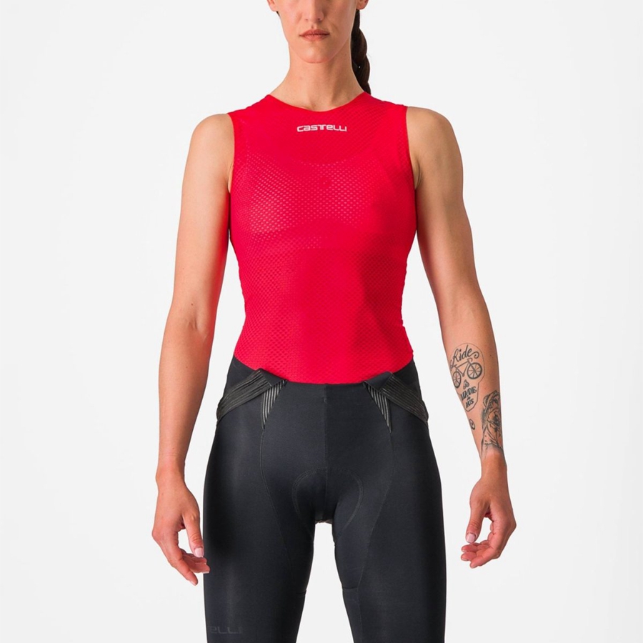 Red Castelli PRO MESH W SLEEVELESS Women Base Layer | AHQ980314