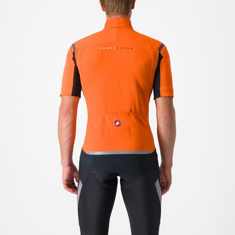 Red Orange / Dark Grey Castelli PERFETTO RoS 2 CONVERTIBLE Men Jackets | AEZ920581