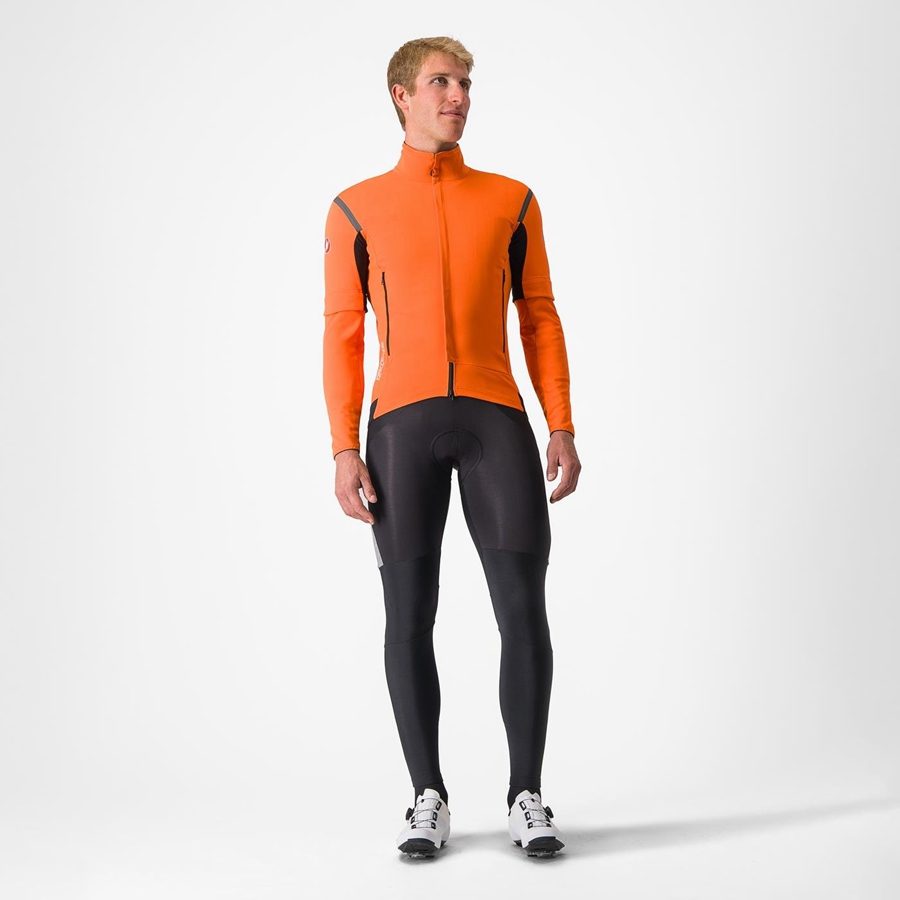 Red Orange / Dark Grey Castelli PERFETTO RoS 2 CONVERTIBLE Men Jackets | AEZ920581