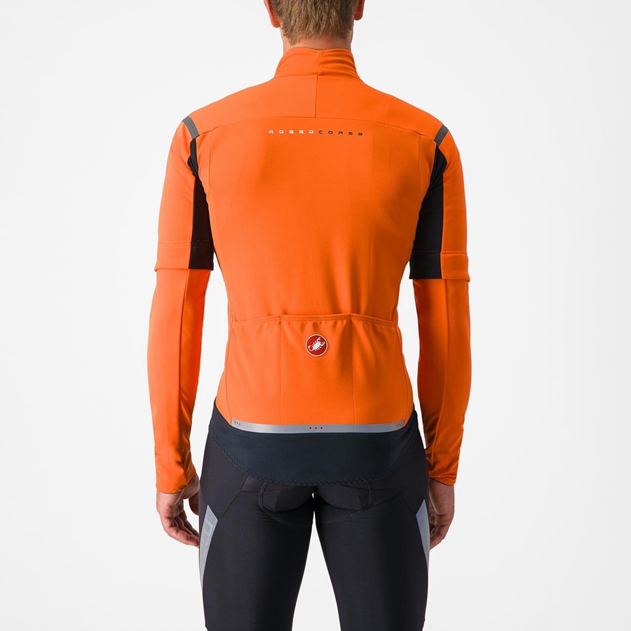 Red Orange / Dark Grey Castelli PERFETTO RoS 2 CONVERTIBLE Men Jackets | AEZ920581