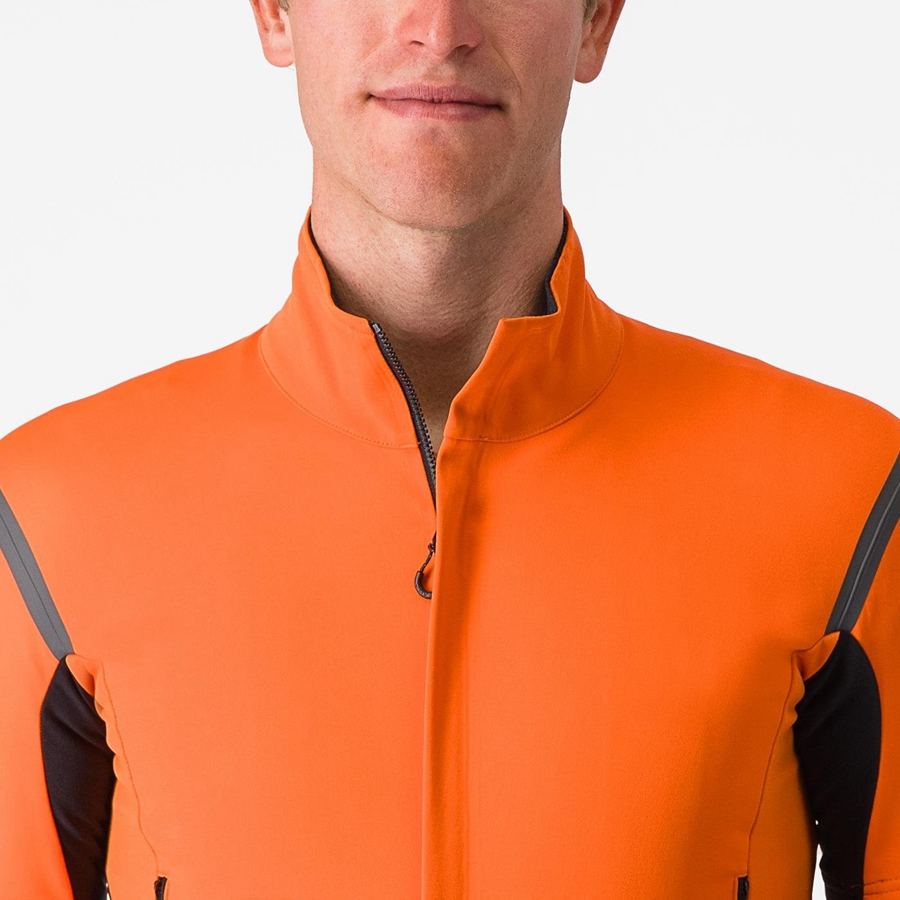 Red Orange / Dark Grey Castelli PERFETTO RoS 2 CONVERTIBLE Men Jackets | AEZ920581