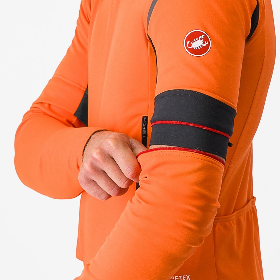 Red Orange / Dark Grey Castelli PERFETTO RoS 2 CONVERTIBLE Men Jackets | AEZ920581